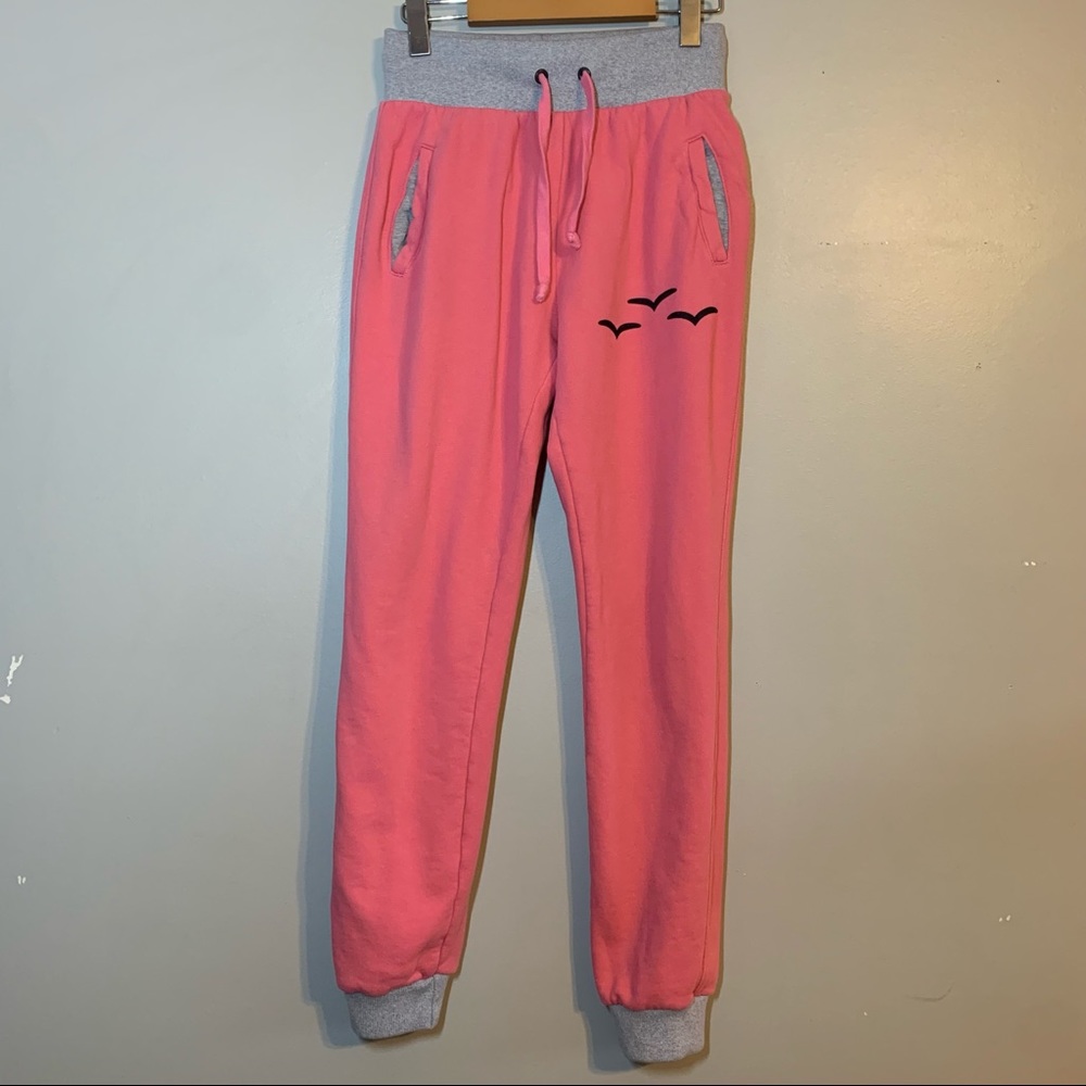 Med. Lazypants pink & grey joggers with drawstring waist